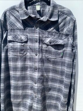 Stio Gray Plaid Button-Down Shirt XL Cotton Western